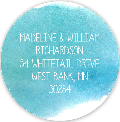 Blue Big Swash Round Address Labels
